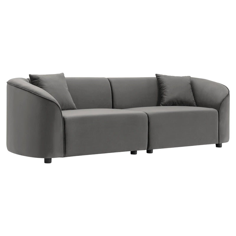 Gebogenes Zweisitzersofa mit abgerundeter Rückenlehne