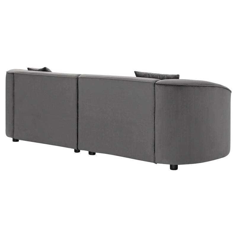 Gebogenes Zweisitzersofa mit abgerundeter Rückenlehne