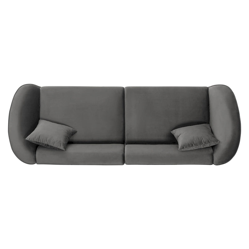 Gebogenes Zweisitzersofa mit abgerundeter Rückenlehne