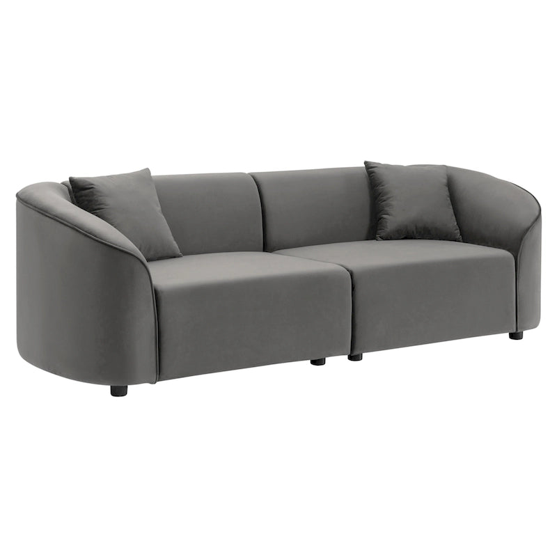 Gebogenes Zweisitzersofa mit abgerundeter Rückenlehne