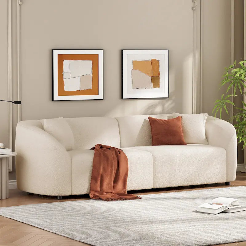 Gebogenes Zweisitzersofa mit abgerundeter Rückenlehne