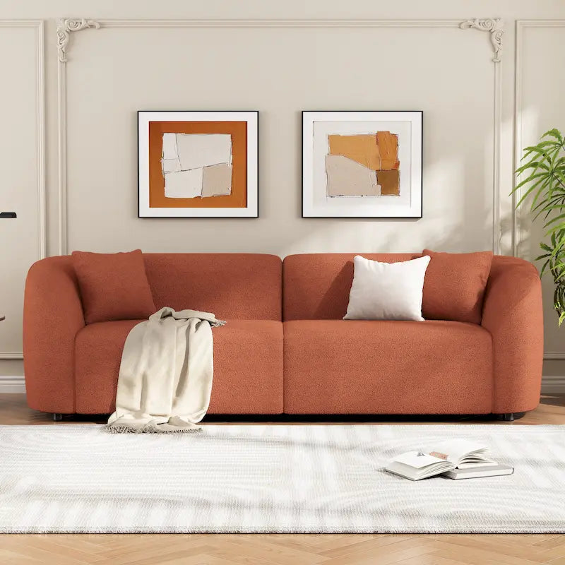 Gebogenes Zweisitzersofa mit abgerundeter Rückenlehne