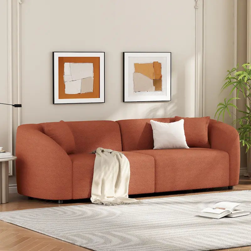 Gebogenes Zweisitzersofa mit abgerundeter Rückenlehne