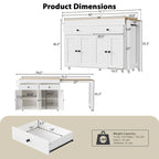 Kitchen Island with Extendable Table and Storage