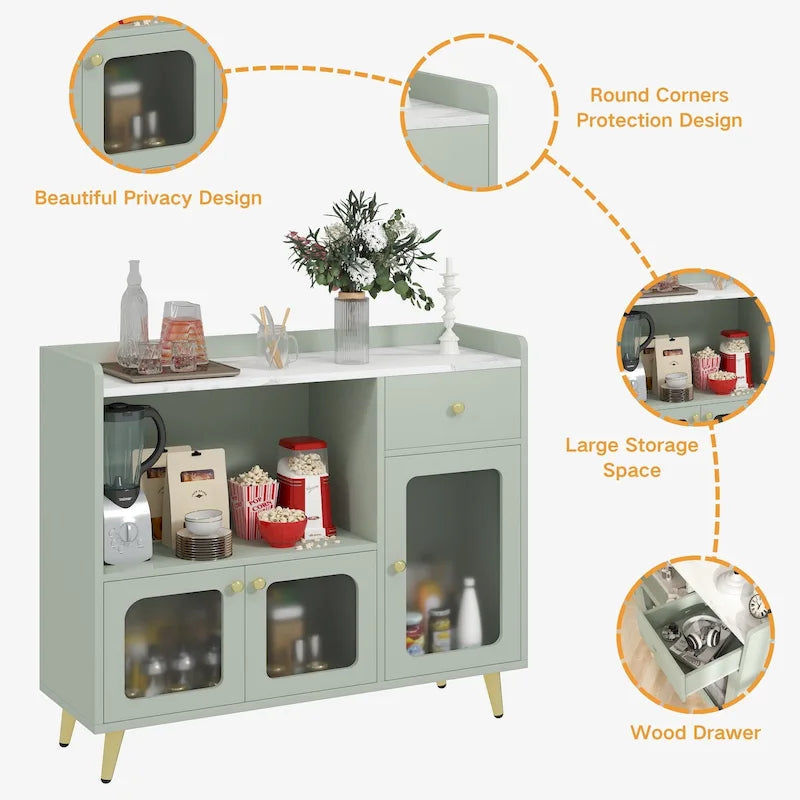 Sideboard mit Stauraum und Türfüllungen aus Acryl