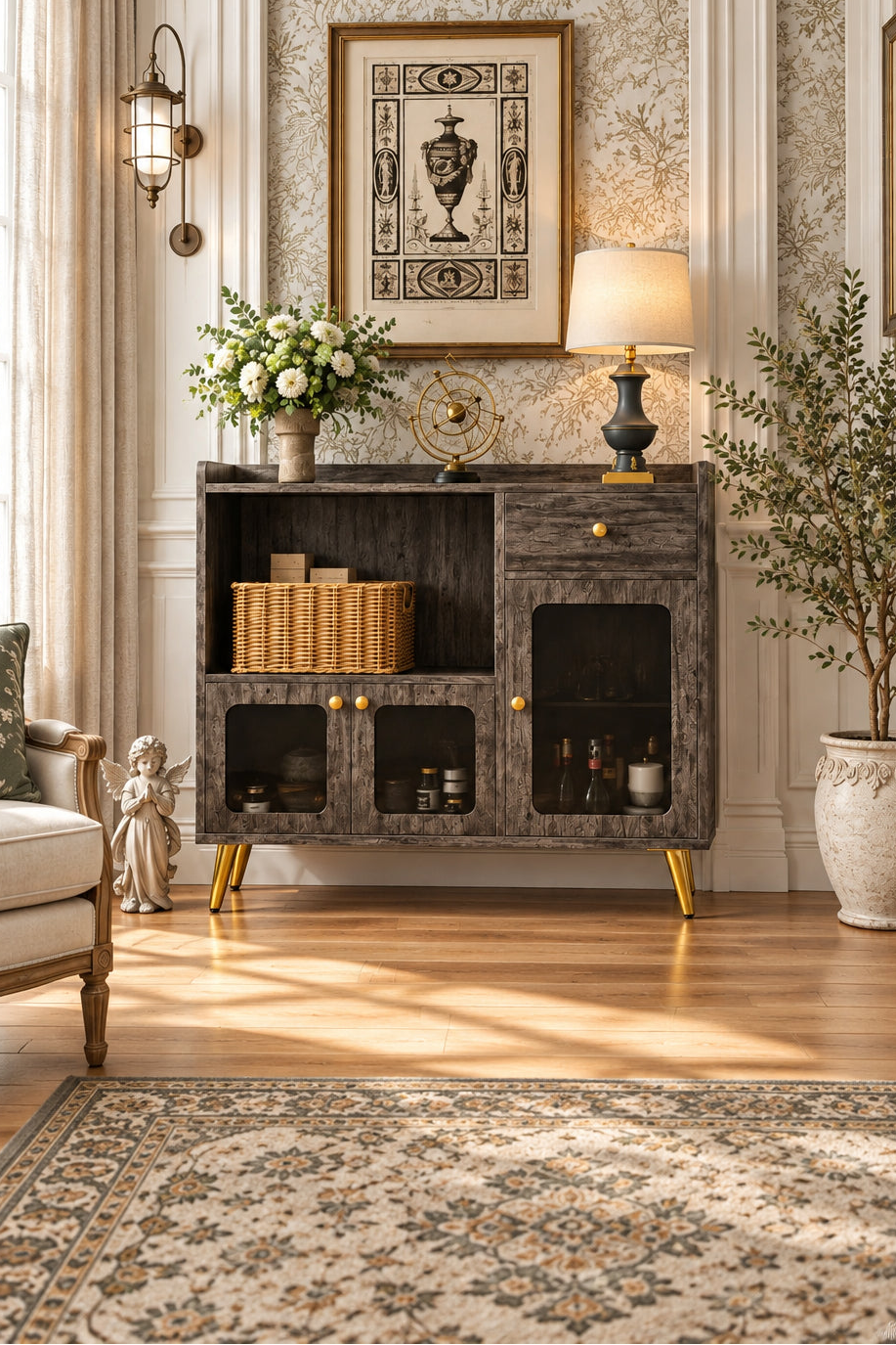 Sideboard mit Stauraum und Türfüllungen aus Acryl