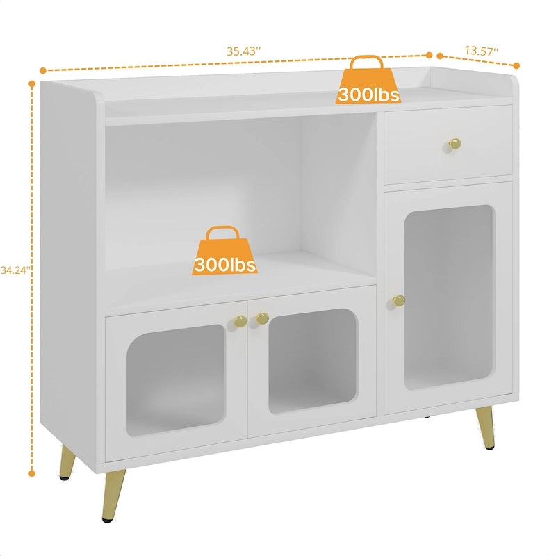 Sideboard mit Stauraum und Türfüllungen aus Acryl