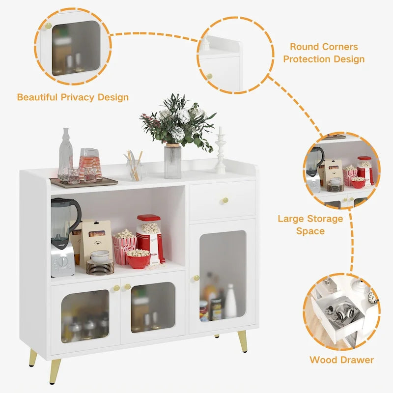 Sideboard mit Stauraum und Türfüllungen aus Acryl