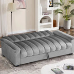 Divano trasformabile in velluto con contenitore e 2 cuscini