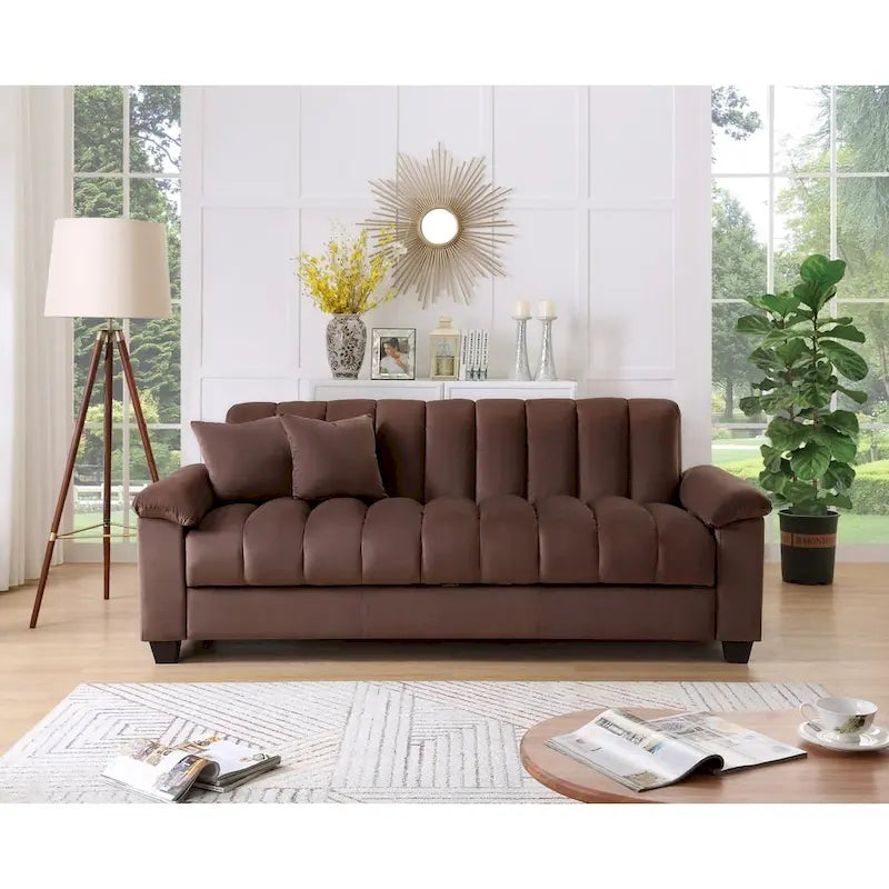 Schlafsofa mit Stoffbezug und geriffelter Rückenlehne