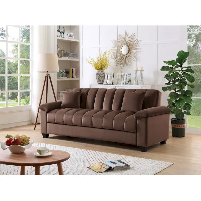 Schlafsofa mit Stoffbezug und geriffelter Rückenlehne