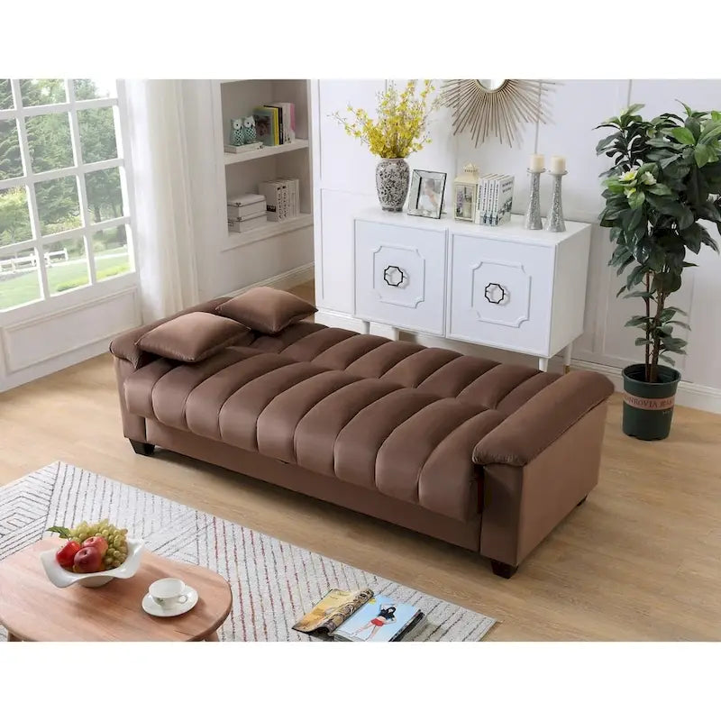 Schlafsofa mit Stoffbezug und geriffelter Rückenlehne