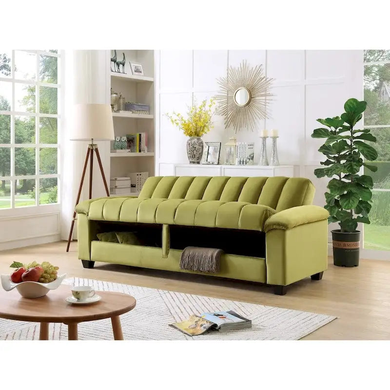 Schlafsofa mit Stoffbezug und geriffelter Rückenlehne