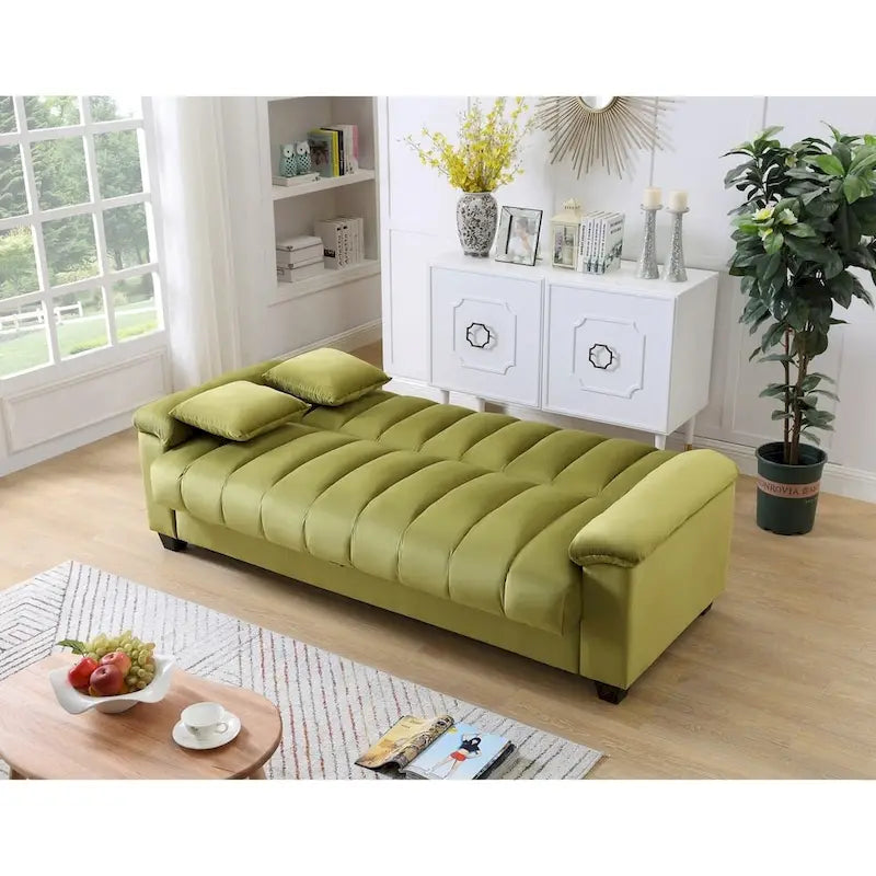 Schlafsofa mit Stoffbezug und geriffelter Rückenlehne