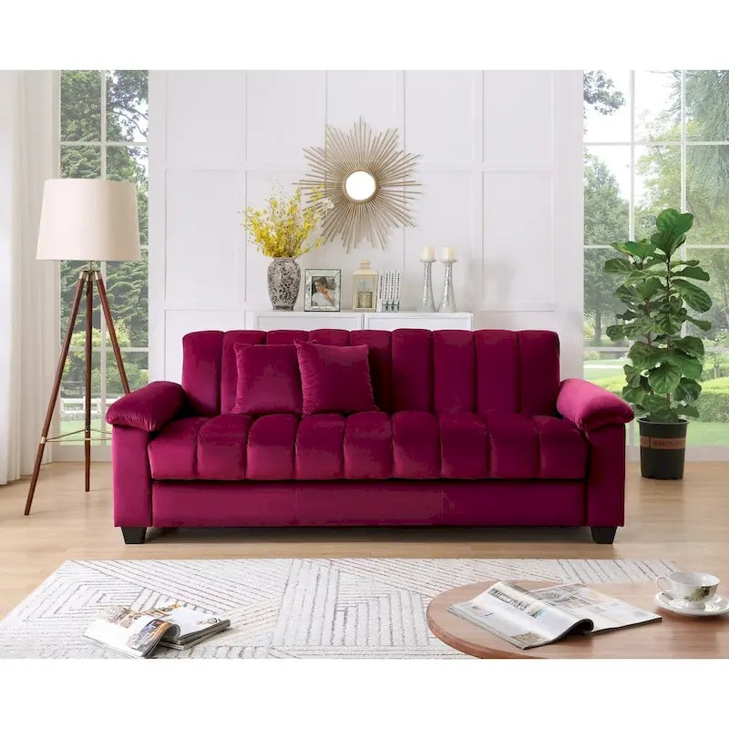 Schlafsofa mit Stoffbezug und geriffelter Rückenlehne