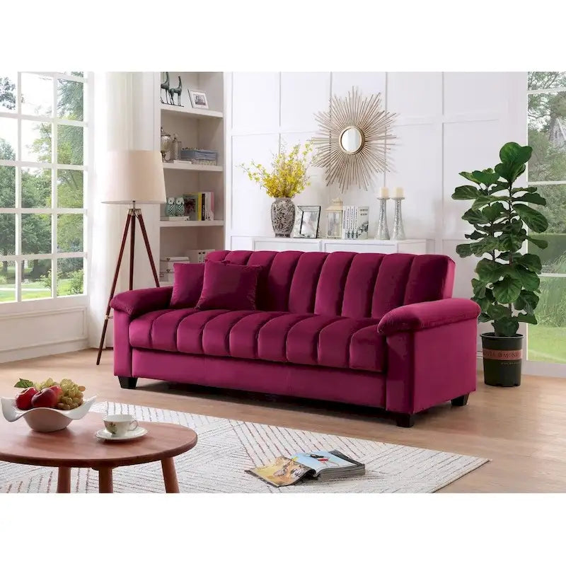 Schlafsofa mit Stoffbezug und geriffelter Rückenlehne