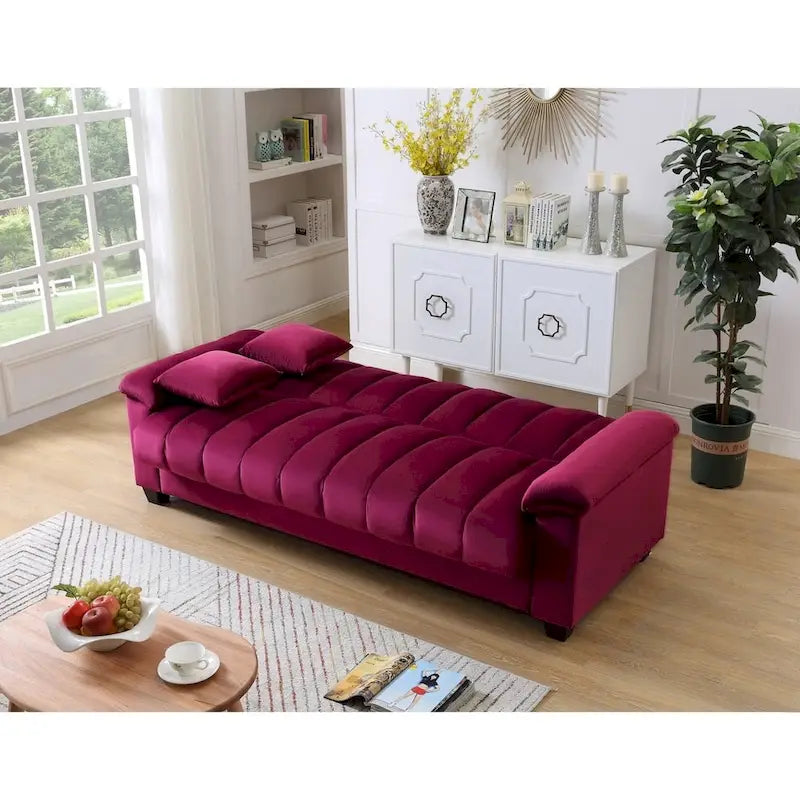 Schlafsofa mit Stoffbezug und geriffelter Rückenlehne