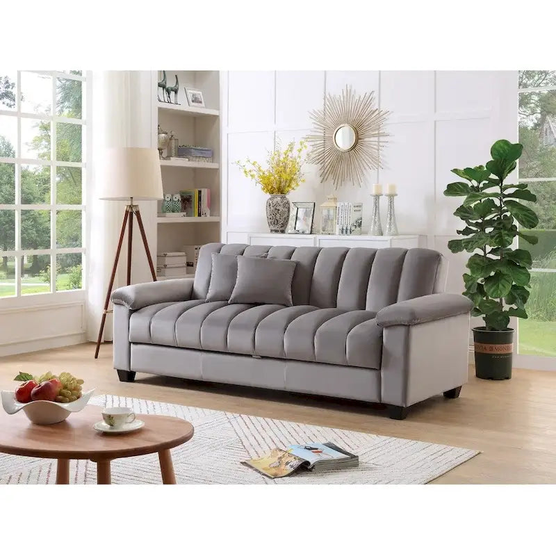 Schlafsofa mit Stoffbezug und geriffelter Rückenlehne