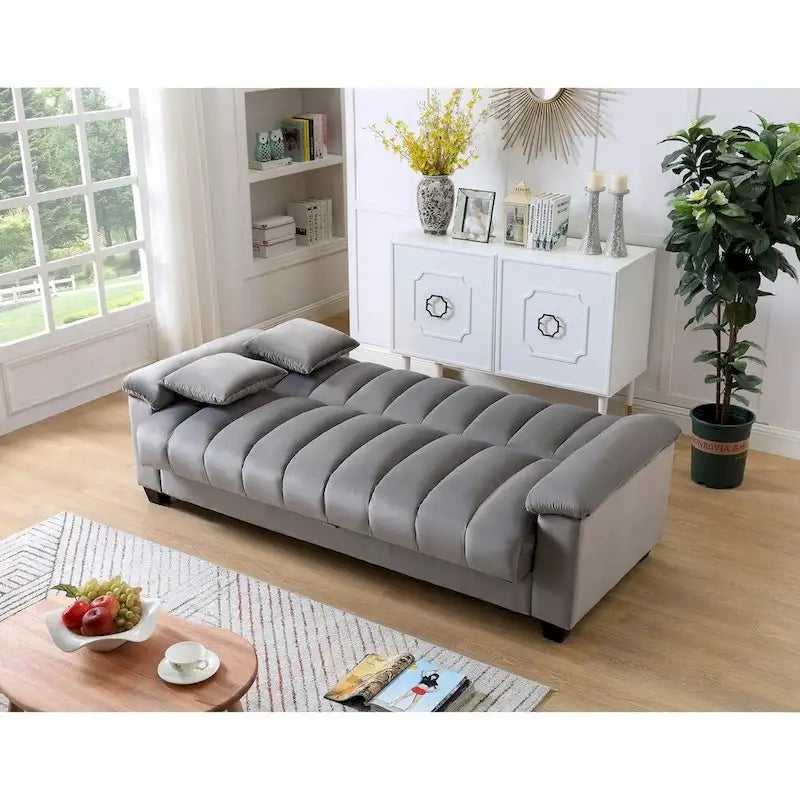 Schlafsofa mit Stoffbezug und geriffelter Rückenlehne