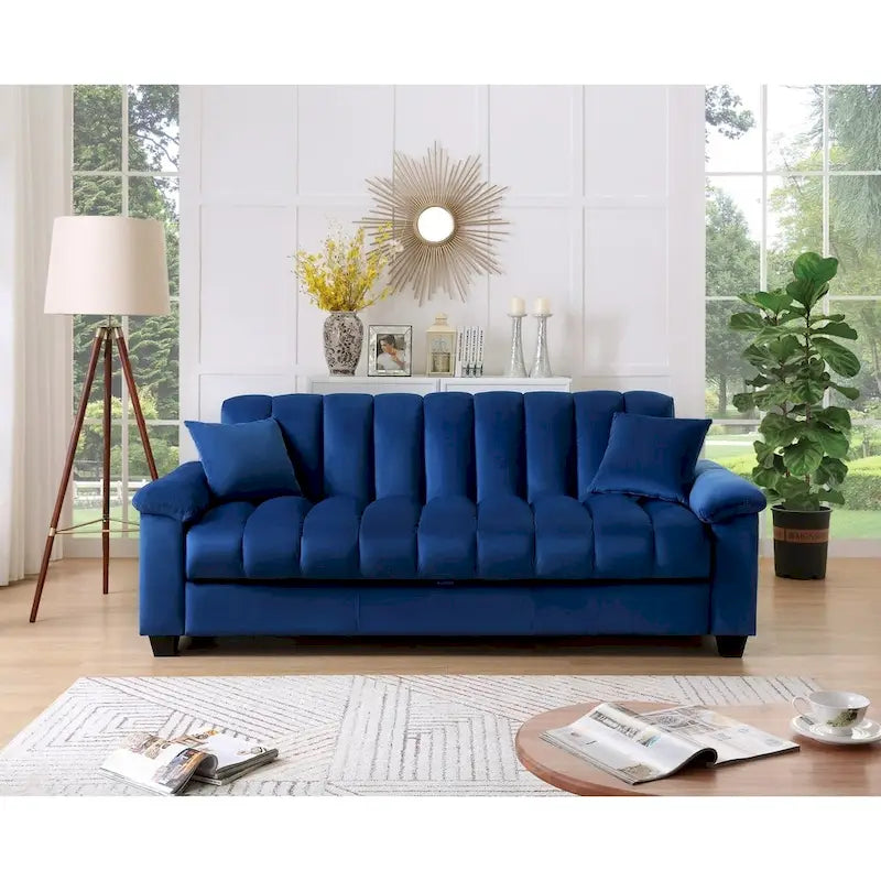 Schlafsofa mit Stoffbezug und geriffelter Rückenlehne