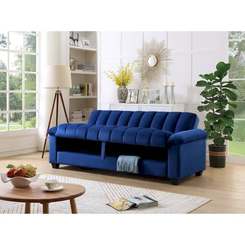 Schlafsofa mit Stoffbezug und geriffelter Rückenlehne