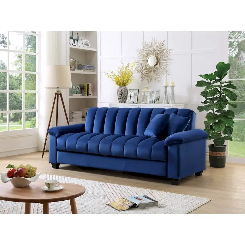 Schlafsofa mit Stoffbezug und geriffelter Rückenlehne