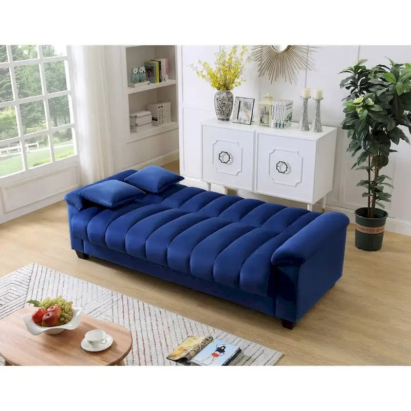 Schlafsofa mit Stoffbezug und geriffelter Rückenlehne