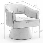 Fauteuil tonneau pivotant en velours avec dossier capitonné