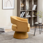 Fauteuil tonneau pivotant en velours avec dossier capitonné