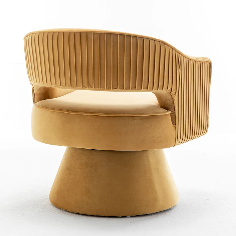 Fauteuil tonneau pivotant en velours avec dossier capitonné