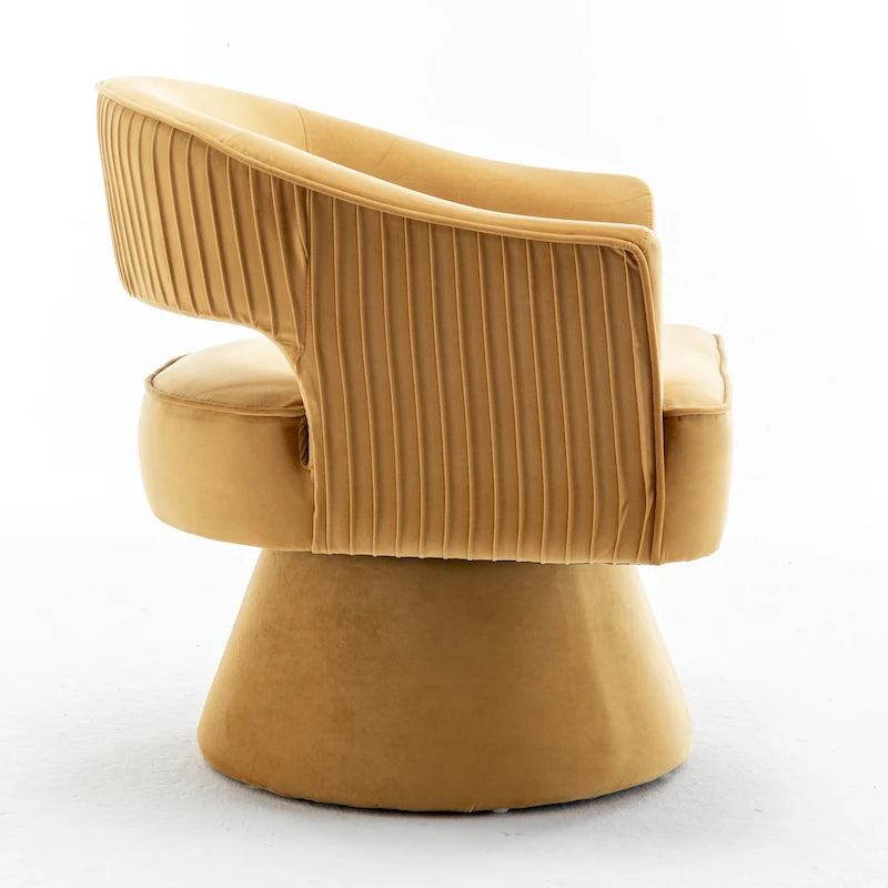 Fauteuil tonneau pivotant en velours avec dossier capitonné