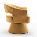 Fauteuil tonneau pivotant en velours avec dossier capitonné