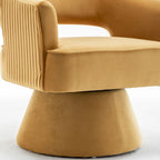 Fauteuil tonneau pivotant en velours avec dossier capitonné