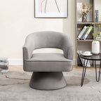 Fauteuil tonneau pivotant en velours avec dossier capitonné