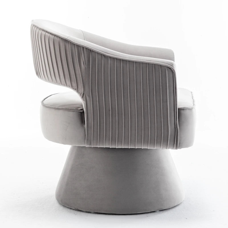 Fauteuil tonneau pivotant en velours avec dossier capitonné