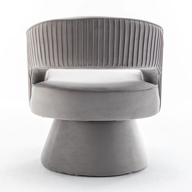 Fauteuil tonneau pivotant en velours avec dossier capitonné