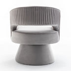 Fauteuil tonneau pivotant en velours avec dossier capitonné