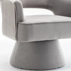 Fauteuil tonneau pivotant en velours avec dossier capitonné