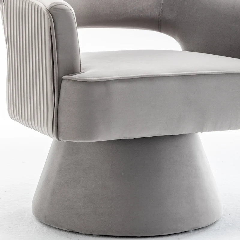 Fauteuil tonneau pivotant en velours avec dossier capitonné