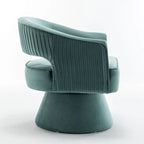 Fauteuil tonneau pivotant en velours avec dossier capitonné