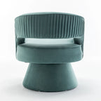 Fauteuil tonneau pivotant en velours avec dossier capitonné