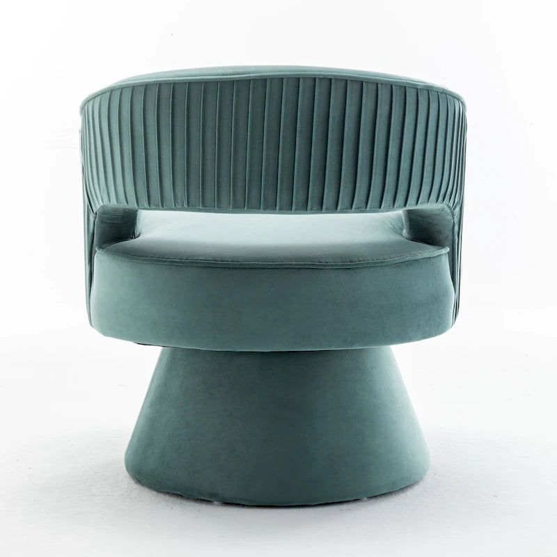 Fauteuil tonneau pivotant en velours avec dossier capitonné