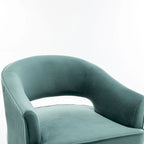 Fauteuil tonneau pivotant en velours avec dossier capitonné
