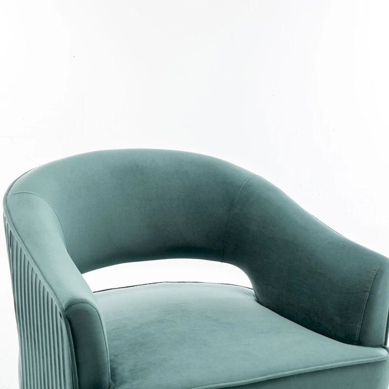 Fauteuil tonneau pivotant en velours avec dossier capitonné