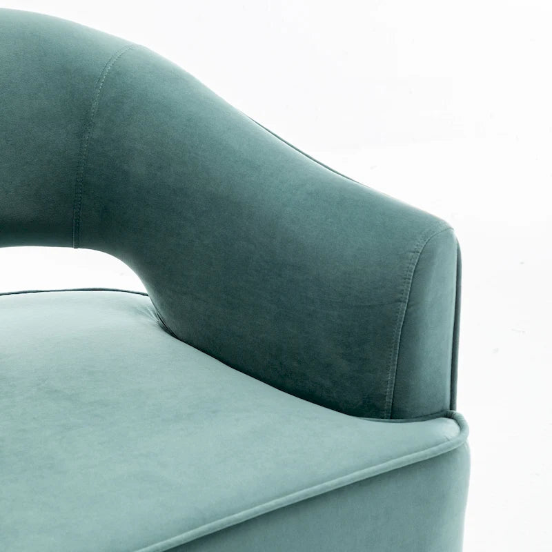Fauteuil tonneau pivotant en velours avec dossier capitonné