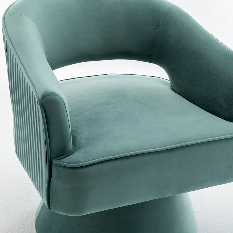 Fauteuil tonneau pivotant en velours avec dossier capitonné