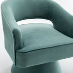 Fauteuil tonneau pivotant en velours avec dossier capitonné
