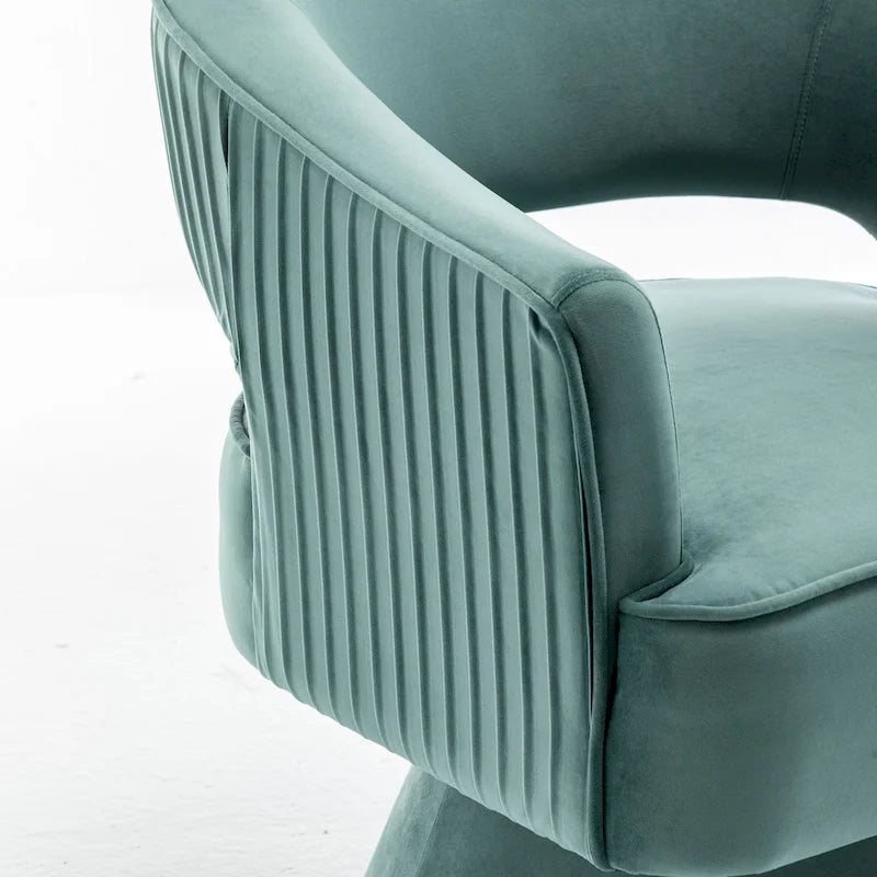 Fauteuil tonneau pivotant en velours avec dossier capitonné