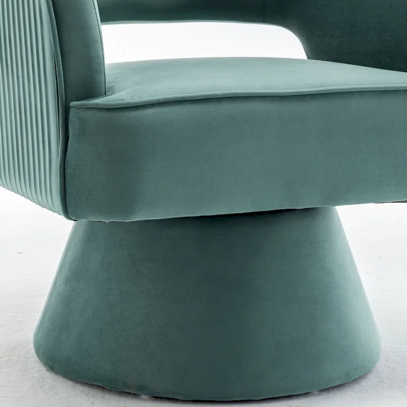 Fauteuil tonneau pivotant en velours avec dossier capitonné