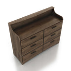47-Inch 6-Drawer Double Dresser with Two-Tier Top